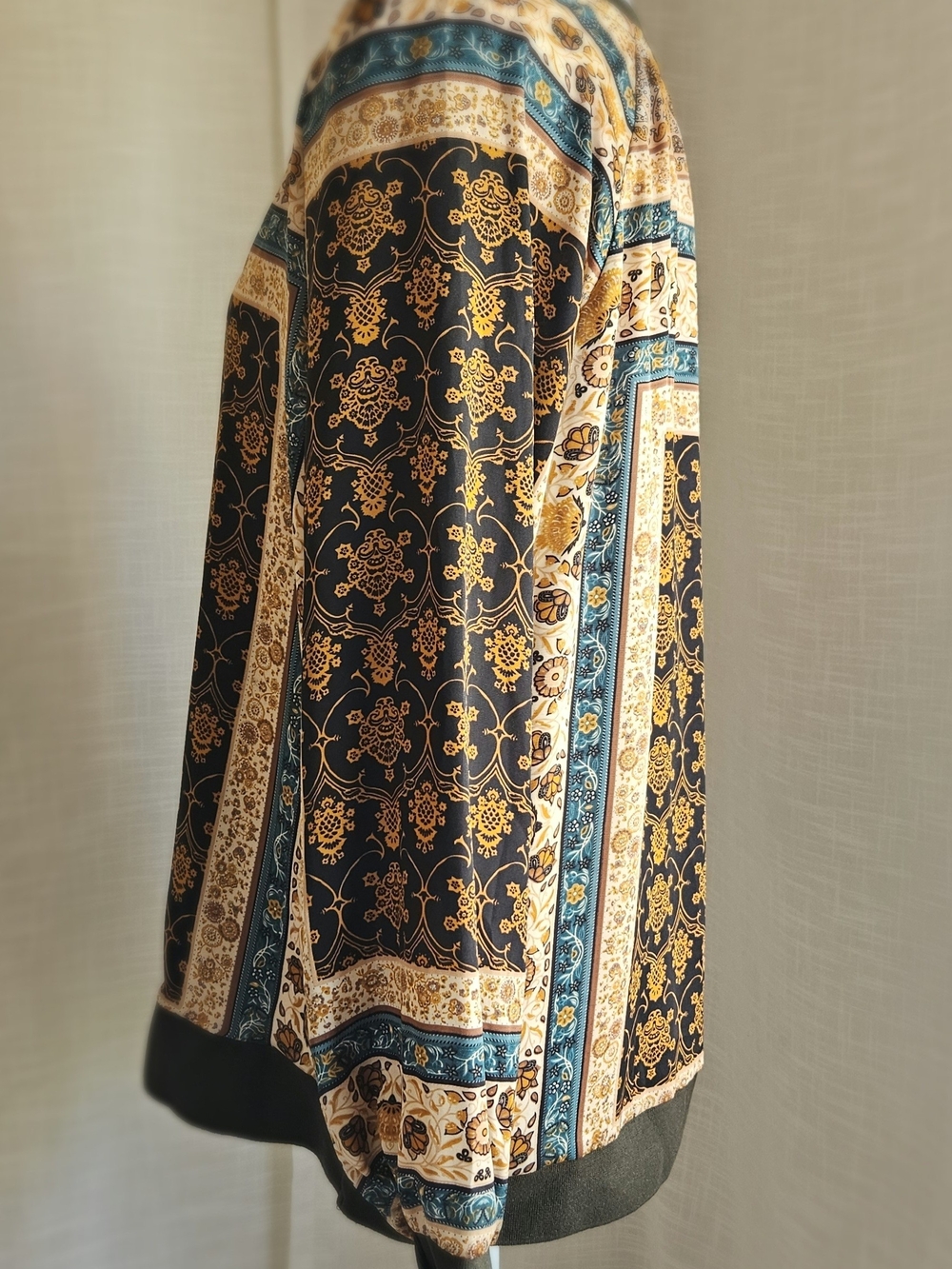 Kori America Scarf Print Boho Blouse Size M Medieval Baroque Long Sleeve Top - Picture 6 of 15